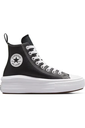 Converse Black/White Move Leather Platform Youth High Top Trainers US 4 (UK 3)