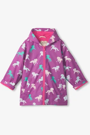 Hatley Purple Leaping Horses Zip Up Rain Jacket 5 Years (110cm)