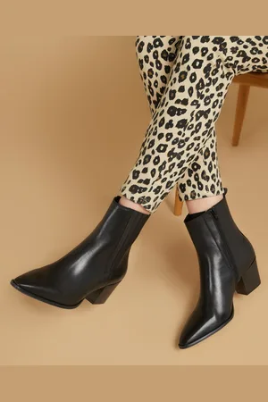 JONES BOOTMAKER Lizia Heeled Leather Black Ankle Boots AU 9 (EU 40)
