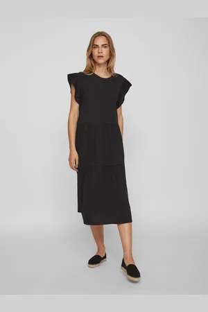VILA Short Sleeve Jersey Tiered Midi Dress AU 12