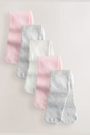 Next Pink/Grey Baby Tights 5 Pack (0mths-2yrs) 3