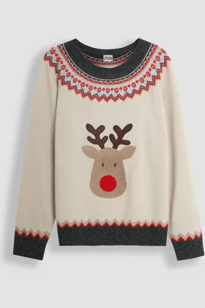 JoJo Maman Bébé Natural Mens Reindeer Jumper L