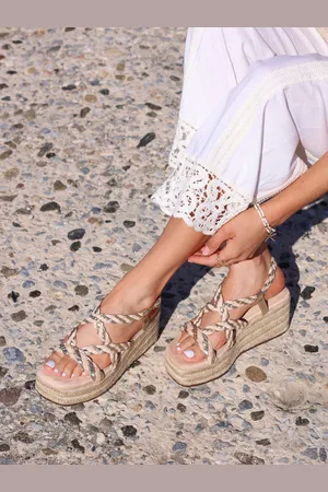 Linzi Nude Mimosa Strappy Flatform Sandals AU 10 (EU 41)