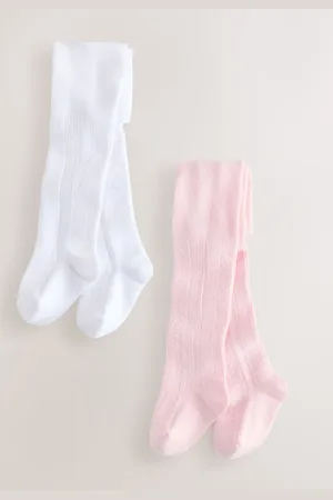 Next Pink/White Baby Pelerine Tights 2 Pack (0mths-2yrs) 1.5