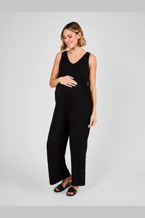 JoJo Maman Bébé Black Maternity Wide Leg Jersey Jumpsuit L