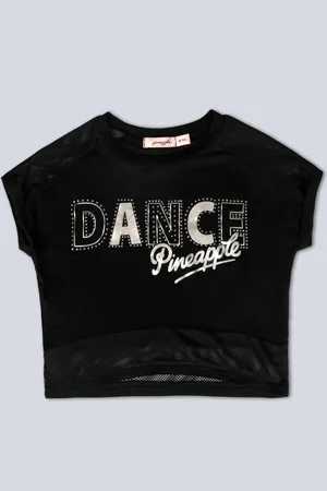 Pineapple Black Dance Girls Crop T-Shirt 11