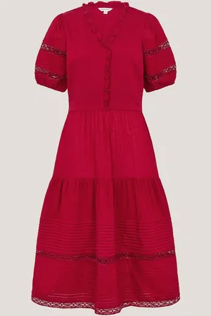 Monsoon Wendy Tiered Midi 100% Cotton Dress L