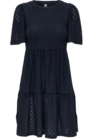 JDY Short Sleeve Pointelle Tiered Jersey Dress