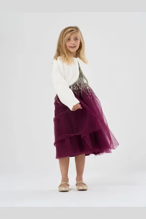 MISS Sequin Waterfall Dress With Faux Fur Bolero Outfit Set 3