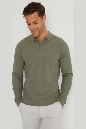 Threadbare Long Sleeve Textured Knitted Polo Shirt XL
