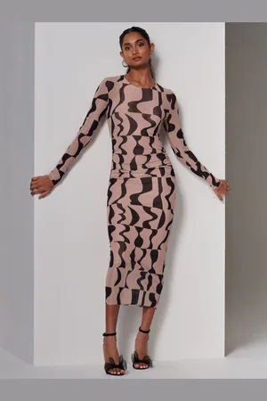 Jolie Moi Gionna Mesh Long Sleeve Midaxi Dress AU 10