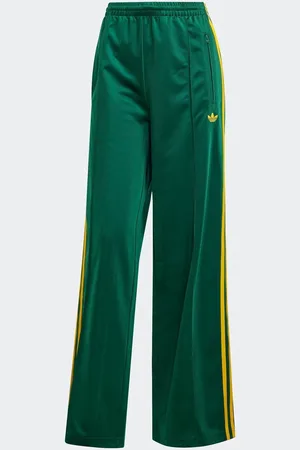 adidas Green Loose Firebird 3 Stripe Straight Trackpants UK 8