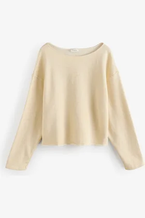 American Vintage Natural Itonay Long Sleeve Boat Neck Sweatshirt M