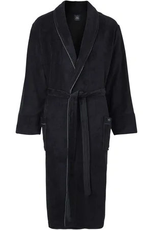 SAVILE ROW Fleece Black Dressing Gown With Grey Piping XL