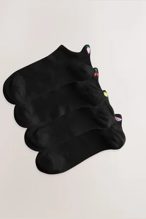 Next Black/Fruit Embroidered Motif Trainer Socks 4 Pack One