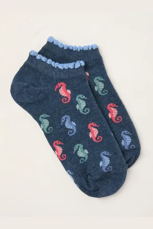 Fat Face FatFace Blue Seahorse Trainer Socks One