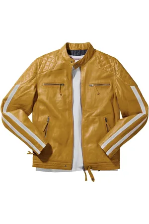 Joe Browns Yellow Quilted Premium Leather Racer Jacket L