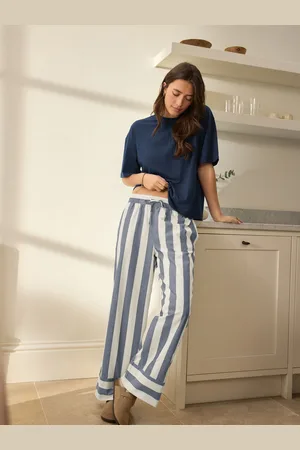 Next Navy Stripe Cotton Blend Short Sleeve Pyjamas 16tall