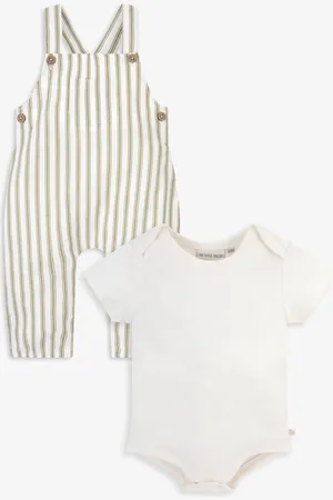 The Little Tailor Baby Green Woven Dungaree and T-Shirt Set 12