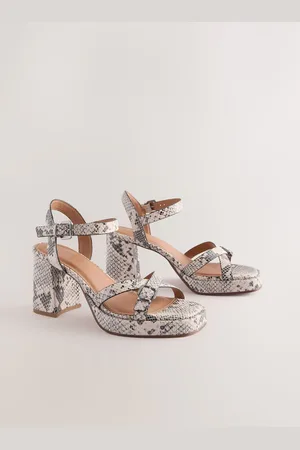 Next Snake Forever Comfort Leather Square Toe Strappy Buckle Detail Platform Block Heels AU 10 (EU 42)