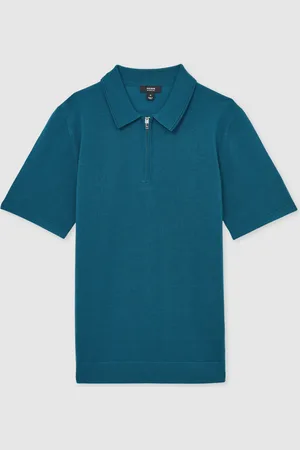 Reiss Maxwell Merino Wool Half-Zip Polo Shirt XL