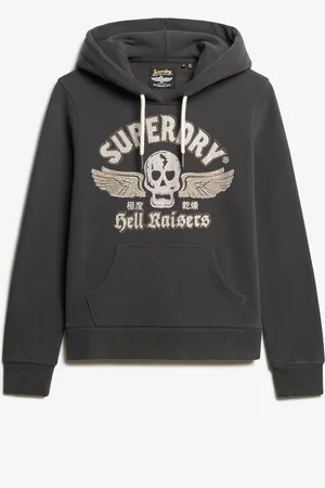 Superdry Washed Black Embellish Poster Graphic Hoodie AU 12