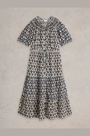 White Stuff Ariel Tiered Woven 100% Organic Cotton Dress AU 22