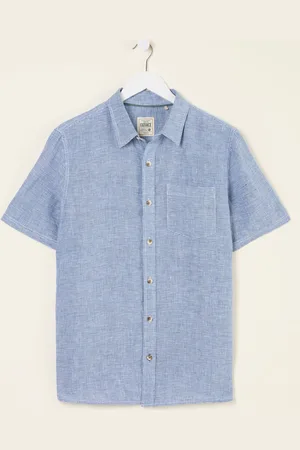 Fat Face FatFace Short Sleeve Micro Linen Check 100% Linen Shirt