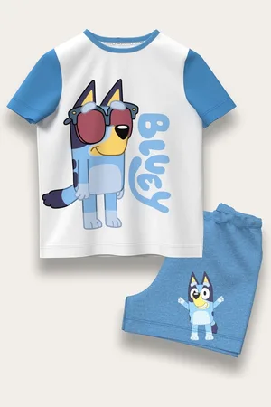Brand Threads Blue 100% Cotton Short Top and Short Set 104110cm