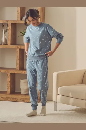 Next Blue Snowflake Christmas Cosy Long Sleeve Pyjamas M Reg