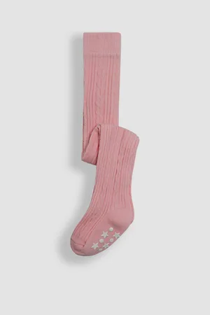 JoJo Maman Bébé Dusky Pink Cable Ribbed Tights 5