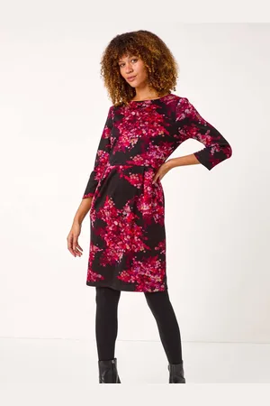 Roman Floral Pleated Shift Dress AU 14