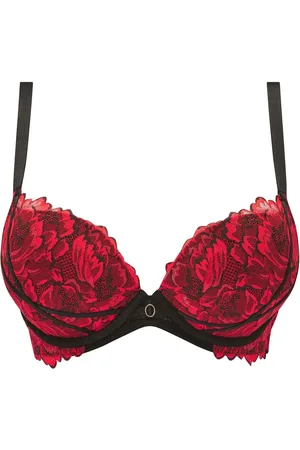 Ann Summers Black Nightfall Floral Lace Fuller Bust Padded Plunge Bra 44 FF