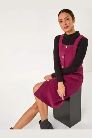 Roman Corduroy Pinafore Midi 100% Cotton Dress AU 20