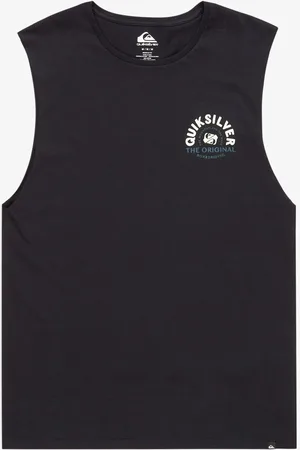 Quiksilver Black Summer Road Logo Muscle 100% Cotton Vest XL