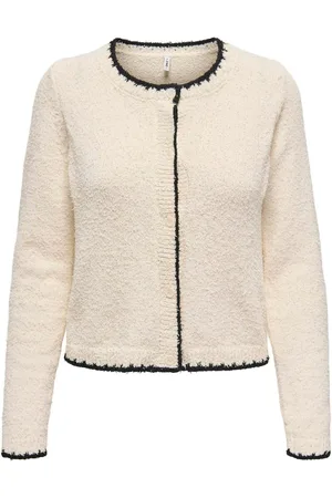 ONLY Cream Cosy Contrast Edge Cardigan AU 16
