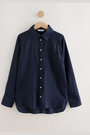 Next 100% Linen Button Down Relaxed Long Sleeve Shirt AU 14