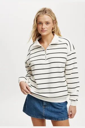 Cotton On Cream Oversized Classic Fleece Half Zip Sweatshirt S