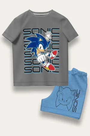 Brand Threads Grey 100% Cotton Sonic The Hedgehog Top and Short Set 146152cm