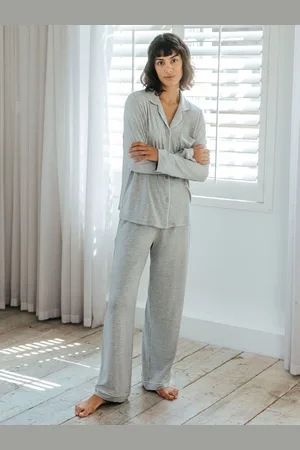 Chelsea Peers Grey TENCEL Modal Long Button-Up Pyjamas Set AU 14