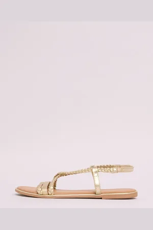 Lipsy London Gold Standard Fit Leather Plait Weave Flat Sandals AU 5 (EU 36)