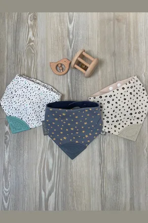 Cheeky Chompers Teething Dribble Baby 100% Cotton Bibs 3 Pack One