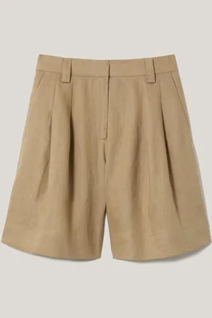 Jigsaw 100% Linen Pleated Bermuda Shorts AU 16