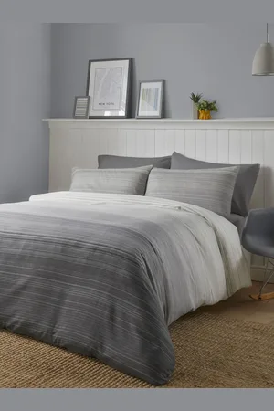 FUSION Grey Fairhaven Easycare Duvet Cover Set Double