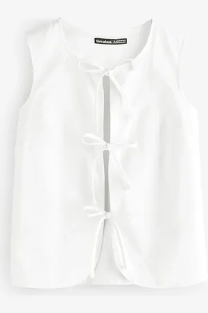 Threadbare White Tie Front Blend Waistcoat AU 12