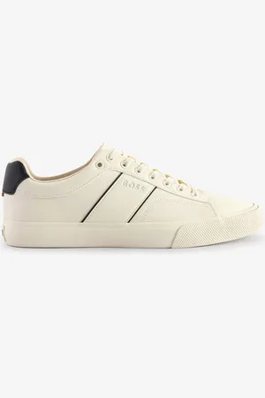 HUGO BOSS Natural Faux-Leather Trainers With Plain And Grained Textures AU 11 (EU 45)