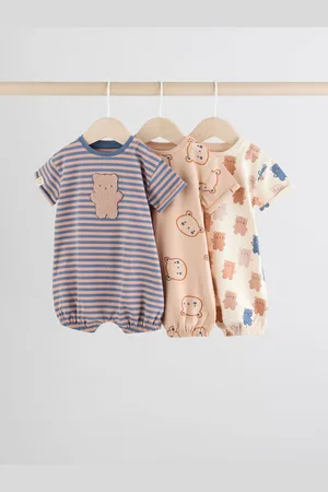 Next Navy/Oatmeal Baby Rompers 3 Pack 5662cm