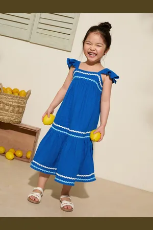 Friends Like These Crinkle Lace Trim Tiered Midi Sun Dress (3-12yrs) 116122cm