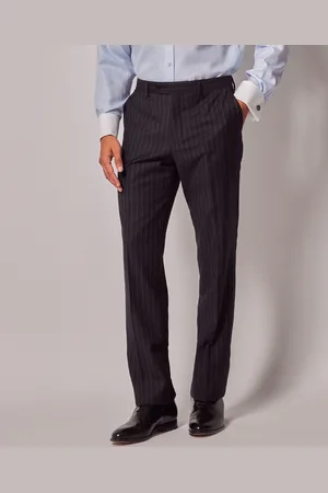 Hawes & Curtis Slim Chalk Stripe Black Suit Trousers 36