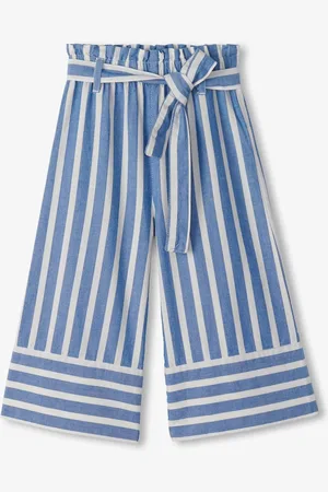 Hatley Blue Powder Stripe Cropped Paperbag Trousers 10 Years (140cm)